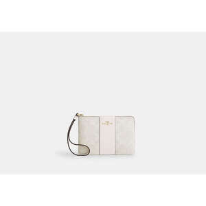 Corner Zip Wristlet In Signature Canvas With Stripe